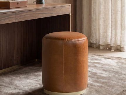 Nico - Round Ottoman Stool - Brown