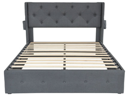 Bed With Gas Lift Storage, USB Ports