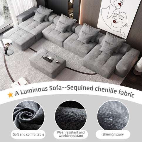 Modern Oversized Diy Combination Modular Sectional Sofa With Pillows