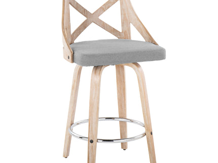 Charlotte - Farmhouse Fixed Height Counter Stool With Swivel And Round Footrest (Set of 2)
