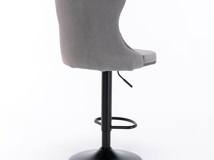 Swivel Barstools Adjusatble Seat Height, Modern Upholstered Bar Stools With Backs Comfortable Tufted For Home Pub And Kitchen Island (Set of 2)