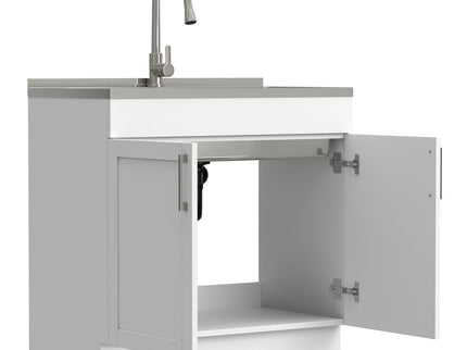 Modern Shaker All-In-One Laundry Utility Sink And Cabinet With Pull-Out Faucet