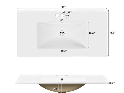 Modern Bathroom Vanity With Sink, Soft Close Doors, 4 Storage Drawers