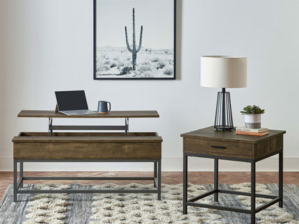 Lift Top Coffee Table With Adjustable Height - Brown