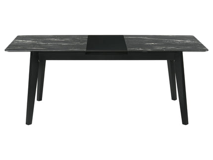 Bellingham - Dining Table With Self Storing Extension Leaf - Black Marble-Look Sintered Stone