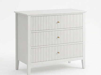 3 Drawer Nightstand, Wide With Soft Close Slides - White