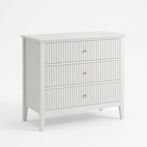 3 Drawer Nightstand, Wide With Soft Close Slides - White