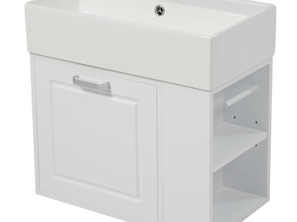 Modern Wall Mounted Bathroom Vanity With Sink, Soft Close Drawer, Adjustable Shelf, Toilet Paper Holder