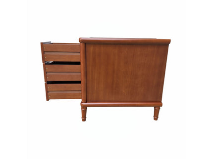 Narrow Side Table With 3 Drawers, Nightstand For Bedroom - Walnut