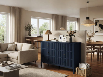 Modern 6 Drawer Fluted Dresser