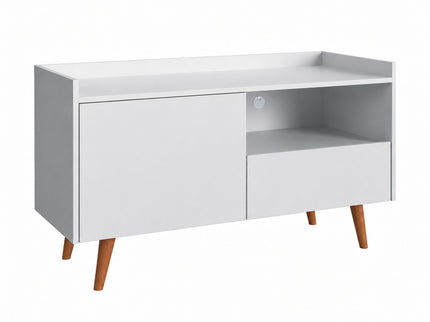 TV Stand For TVs Up To 45" With Open Storage Shelf, Cable Management, 1 Door And 1 Drawer