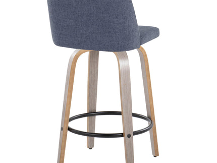 Toriano - Contemporary Fixed Height Counter Stool With Swivel & Round Footrest (Set of 2)