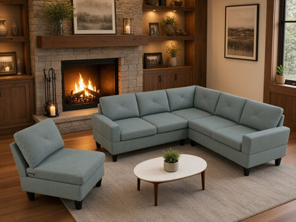 Modular L - Shaped Sectional Sofa 6 Seater 4 Piece Couch With Chaise