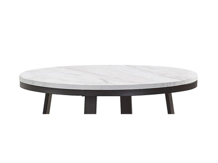 Round End Table With Base, Living Room Furniture - White