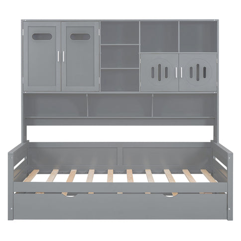 Daybed With All-In-One Cabinet And Shelf