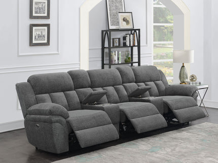 Divine - 5 Piece Power Reclining Home Theater Seating Set With Memory Foam Cushions And Storage Consoles