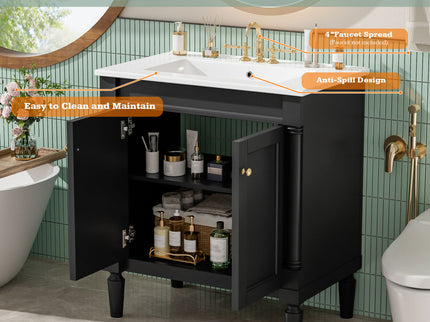 Bathroom Vanity Cabinet With Sink, Soft Close Doors, Storage Cabinet
