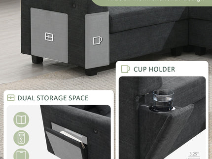 U Shaped Sectional Sofa 6 Seat Couch Set With Oversized Ottoman, Hidden Armrest Storage And Cup Holders USB Charging Ports Wide Seat Sofa