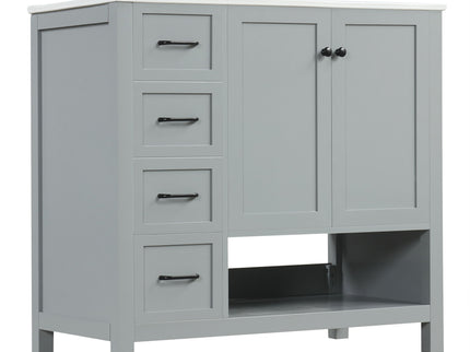 Bathroom Vanity With Sink Top, Bathroom Vanity Cabinet With 2 Doors And 2 Drawers, Open Shelf