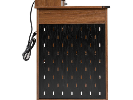 Office Desk With Storage Cabinet, Charging Station, Monitor Stand & Pegboard