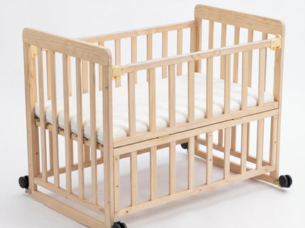 Portable Bedside Bassinet With 3 Adjustable Heights, Mini Crib For Newborns - Natural Wood