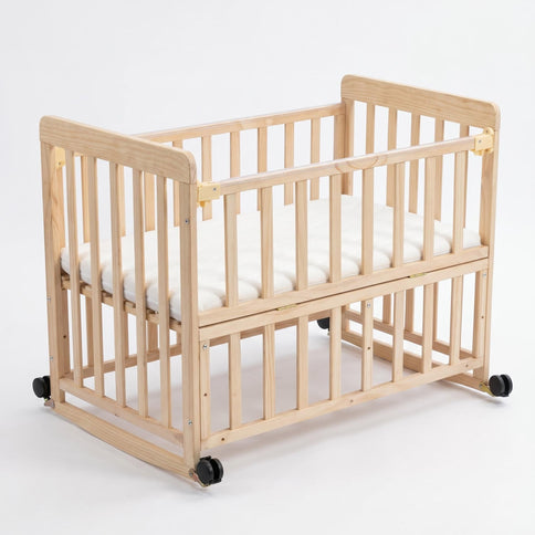 Portable Bedside Bassinet With 3 Adjustable Heights, Mini Crib For Newborns - Natural Wood