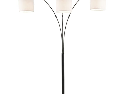 Royal - 3 Arm Arc Floor Lamp, Oil Rubbed Bonze With Linen Shade, 4 Way Rotary Switch - Oil-Rubbed Bronze