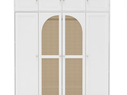8 Door Armoire Wardrobe With Adjustable Shelves And Hanging Rod