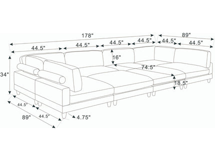Modern Modular Sectional With Adjustable Back Support