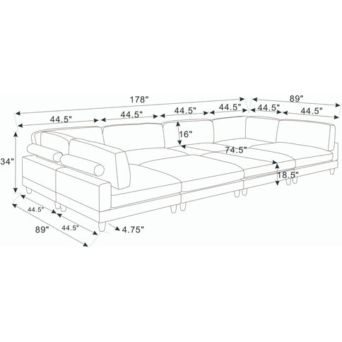 Modern Modular Sectional With Adjustable Back Support