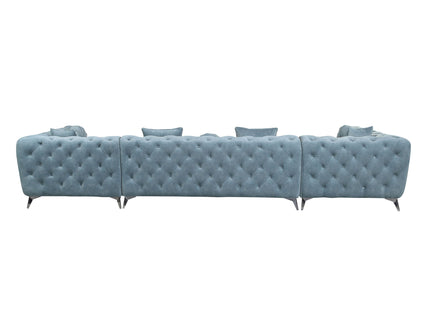 Zerah - Sectional Sofa With 7 Pillows - Dusty Blue