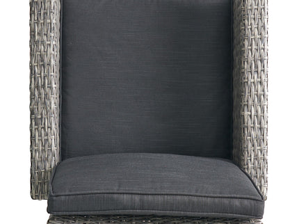 Outdoor Rattan Swivel Barstool With Water Resistant Cushion - Mixed Black / Dark Gray