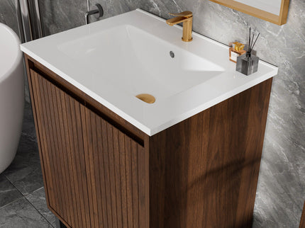 Bathroom Vanity With Ceramic Sink, Floor-Standing Design, Soft-Closing Drawers