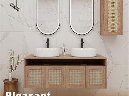 Bathroom Vanity With Art Sink And Side Cabinet, Float Mounting Design