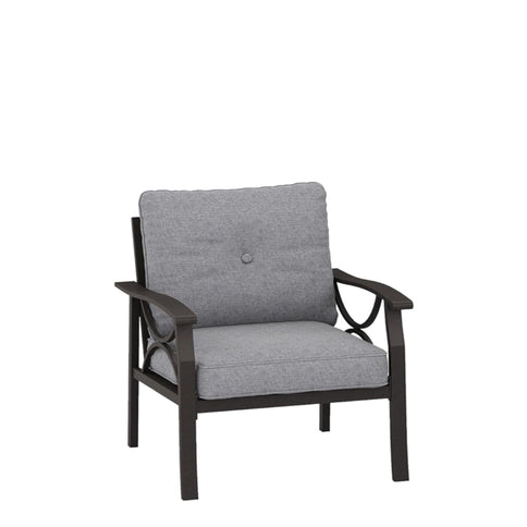 All Weather Armchairs With Cushions, Sculptural Design (Set of 2) - Gray / Khaki