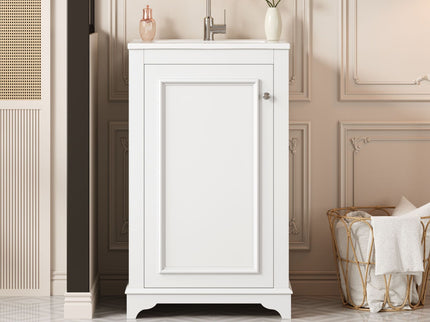 Bathroom Vanity With Sink, Freestanding Single Cabinet Set, Soft Close Door, Adjustable Shelf
