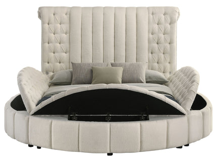 Santiago - Upholstered Round Storage Bed With Built In Charging Ports