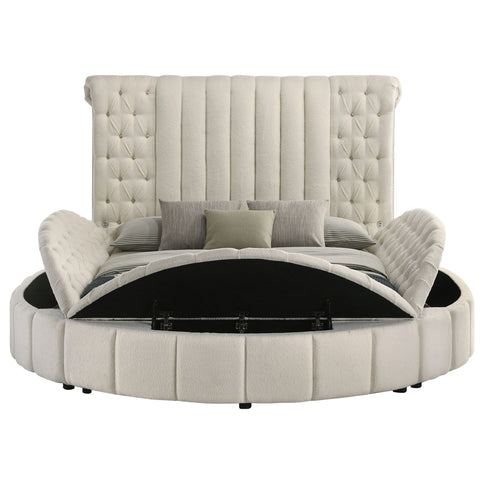 Santiago - Upholstered Round Storage Bed With Built In Charging Ports
