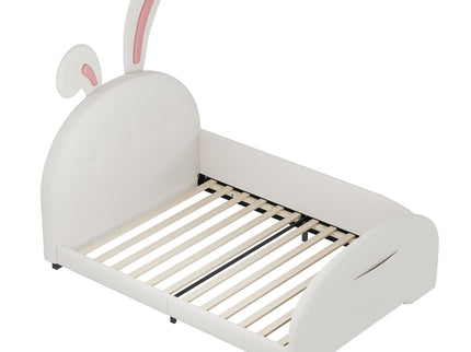 Upholstered Rabbit-Shape Princess Bed With Headboard And Footboard