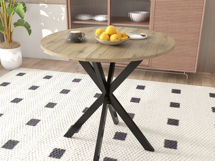 Round Dining Table For 2 - 4 People, Compact Kitchen Or Dining Room - Rustic Brown