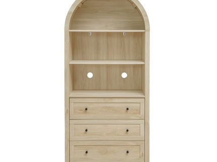 Arched Kitchen Pantry, Modern Farmhouse Wood Kitchen Storage Cabinets, Arched Storage Display Cabinet With Adjustable Shelves, Versatile Cupboard For Kitchen, Dining Room, Living Room - Natural