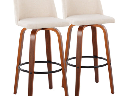 Toriano - Mid Century Modern Fixed Height Barstool Swivel And Round Footrest (Set of 2)