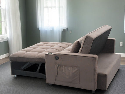 3 In 1 Convertible Sleeper Sofa Bed, Modern Fabric Loveseat Futon Sofa Couch With Pullout Bed, Small Love Seat Lounge Sofa With Reclining Backrest, Furniture For Living Room