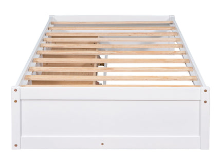Twin Size Platform Storage Bed With 3 Drawers - White