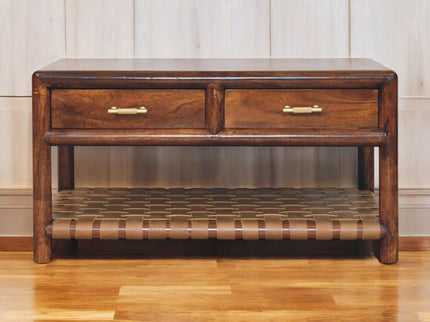 Regency - Woven Console Table With 2 Drawers - Brown