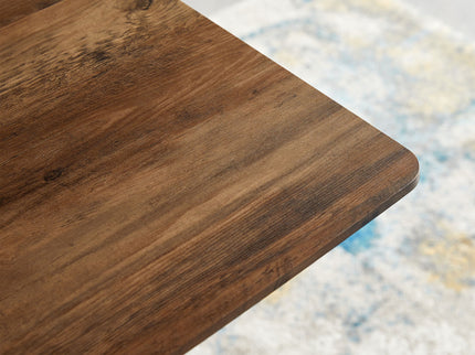 Modern Minimalist Style Dining Table MDF Wooden Top Metal Shelf Metal Heat Transfer Legs Leveling Feet For Dining Room Kitchen Office Table - Walnut / Black