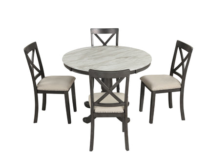 5 Pieces Dining Table And Chairs Set For 4 Persons, Kitchen Room Solid Wood Table With 4 Chairs