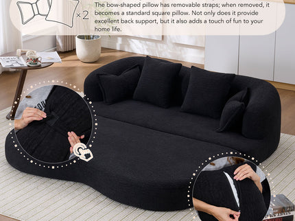 Foldable Sofa Bed, Boneless Couch Convertible Sleeper With 4 Pillows