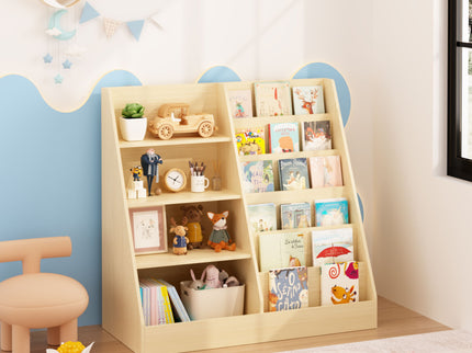 Bookshelf And Toy Storage Organizer, 4 Tier Bookcase With Display Stand For Playroom