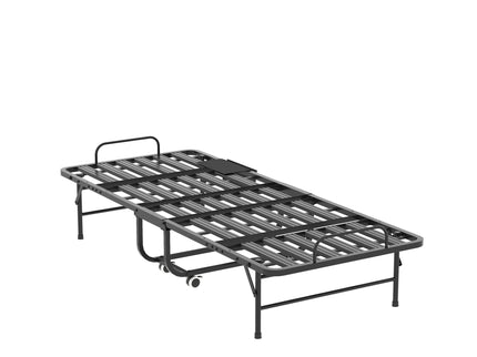Twin Folding Bed With Memory Foam Mattress, On Wheels, Portable Bed For Adults & Guests - Black